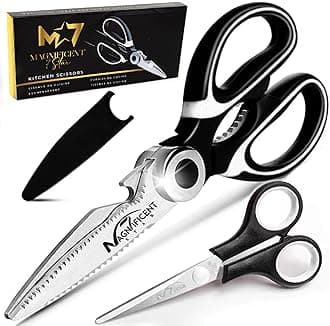Magnificent Kitchen Scissor, Heavy Duty Scissors For Kitchen Use With Safety Cover & Extra Gift, Soft Grip & Multi-Functional Utility Scissors, Shears For Meat Poultry Herbs Cutting, Bottle Jar Opener