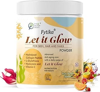 Let It Glow 200G (Fruit Punch Splash, Pack of 1) Marine Collagen Supplement for Men & Women|L- Glutathione, Vitamin C, Sesbania Agati Extract|Promotes Healthy Skin, Hairs and Nails