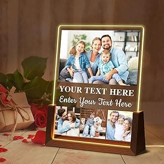 Ship Next Day Personalized Gifts for Family Dad Mom, Personalized LED Night Light Photo Plaque for Boyfriend Girlfriend, Unique Christmas Birthday Gifts for Wife Sister Friend Woman