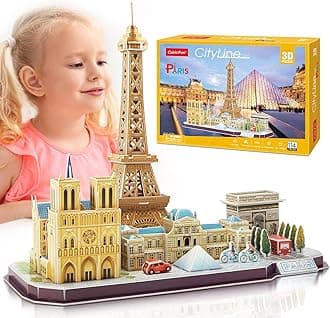 CubicFun Paris Skyline Building Model Puzzle Kit, 114 Pieces, MC254h