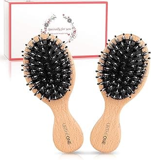 2Pcs Travel/Mini Hair Brush Boar Bristle Hairbrush for Girls Boys Kids Women Men Thick Curly Thin Long Short Dry Hair，Daily Use to add Shine and Improve Texture