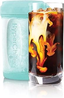 HyperChiller HC2AS Patented Iced Coffee/Beverage Cooler, NEW, IMPROVED,STRONGER AND MORE DURABLE! Ready in One Minute, Reusable for Iced Tea, Wine, Spirits, Alcohol, Juice, 12.5 Oz, Aqua Sky
