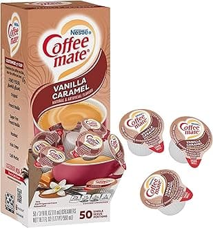 Vanilla Caramel Liquid Coffee Creamer Singles, 50 Creamers Singles Serve Box (18.7 Fl Oz.)