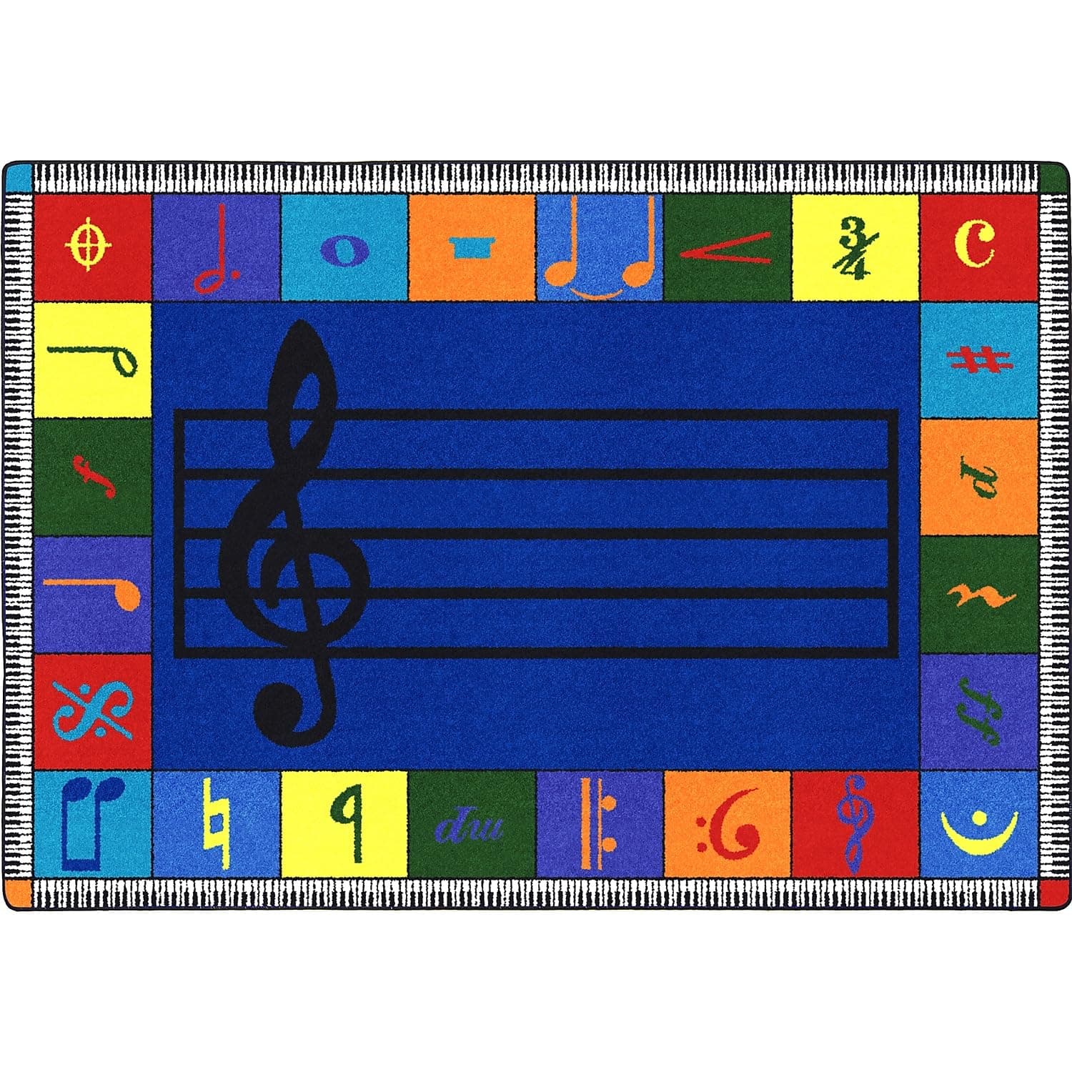Joy Carpets Kid Essentials Music and Special Needs Elementary Note Worthy Rug, Multicolored, 5'4" x 7'8"