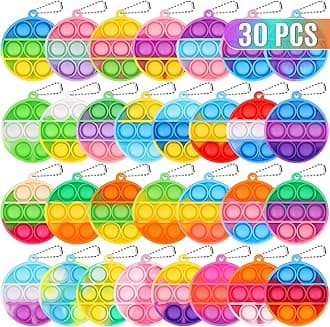 Kids Party Favors Fidget Toys Bulk 30 Pack Mini Pop Fidget Keychain Its, Birthday Party Favors for Kids 4-8,8-12 Year Small Kid Classroom Prizes Fidgets It Bubbles Poppers Students Goodie Bag Stuffers