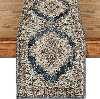 Boho Bohemia Style Black Table Runner, Country Rustic Farmhouse Magical Fall Kitchen Dining Table Decoration for Home Party Decor 13x72 Inch