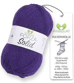 MeriWoolArt® Sock Wool 4-Ply - 100 g Merino Wool Yarn for Knitting & Crocheting, 75% Virgin Wool (Superwash), 25% Polyamide, 420 m - Ideal for Socks for Men and Women, Sweaters & Cardigans 4622