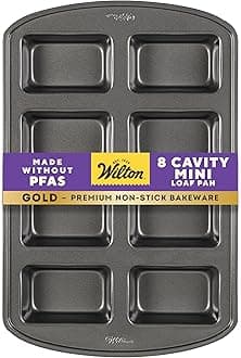 Gold Non-Stick Mini Loaf Pan, Cold-Rolled Steel Bakeware, Made without PFAS, Packaging May Vary