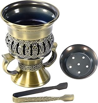 Bakhoor Burner, Charcoal Incense Burner, Frankincense Resin Burner, Incense Charcoal Discs, Bukhoor Kit with Mtal Handle/Tongs, for Yoga, Spa Aromatherapy Office Home Decor
