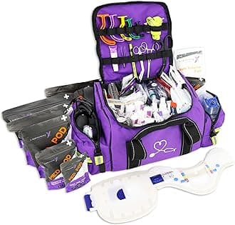 Lightning X MB30-SKC Large EMT Trauma Kit | Fully Stocked First Responder Bag w/ 240+ Supplies | EMS Fire Police Office Sports Team Emergency Medical Kit - Purple