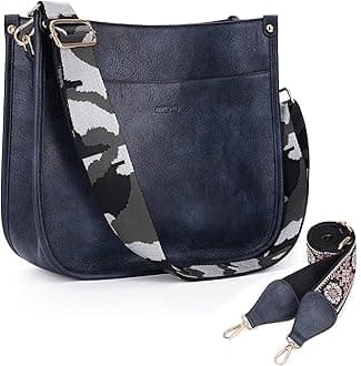 HKCLUF Crossbody Bags for Women Trendy Vegan Leather Hobo Handbags With 2PCS Adjustable Guitar Strap Shoulder Bucket Bags