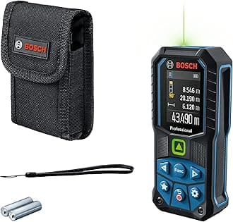 Bosch Professional Laser Measure GLM 50-23 G (green laser, tilt sensor, range: up to 50m, robust, IP65, ± 1.5 mm*, 2x AA batteries, hand strap, pouch) - Amazon Exclusive