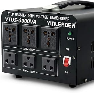 Yinleader Voltage Converter Transformer(110V to 220V, 220V to 110V) Step Up/Down Transformer Converter 110/120 Volt - 220/240 Volt w/US Power Cord,Circuit Breaker Protection (VTUS-3000-6S)