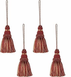 BEL AVENIR Tassel Key Tassel with Loops Handmade Craft Charms DIY Accessories Elegant Soft Making Curtain Home Decoration (Mix Red, 4 pcs)