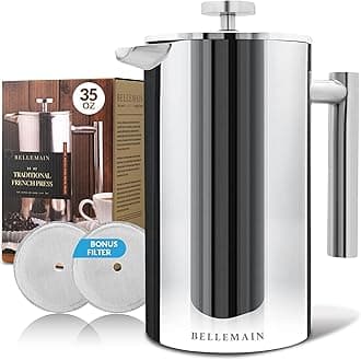 French Press Coffee Maker Extra Filters Included, 35 oz, Stainless Steel