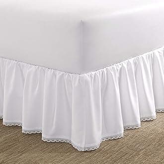Laura Ashley Home - King Bedskirt, Luxury Bedroom Decor, Wrinkle & Fade Resistant (Crochet Ruffle White, King)