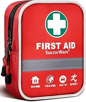 SuccorWare130 Pieces First Aid Kit with Hospital Grade Medical Supplies - Includes Emergency Blanket, Bandage - Great for Home, Outdoors, Office, Car, Travel, Camping, Hiking, Boating