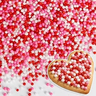 Nonpareils Sprinkles,Edible Pearl Sprinkles,Pink White and Red Nonpareils Mix,130g,Cute Pearls Cake Candy,Mini Sugar Sprinkles for Decorations Baking,Cake Donut Ice Cream Cookies Cupcake Topper Chocolate,Birthday Wedding Mother's Day Easter Party Supplie