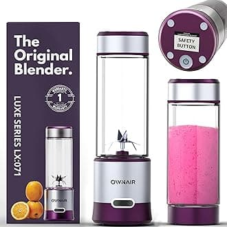 OWNAIR Portable Blenders for Smoothies and Juices – Blender Mixer Grinder – 5000mAh Rechargeable, 450ml Stainless Steel Jar, 240W – Juicer Blender, Baby Food & Smoothie Maker