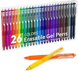 Erasable Gel Pens, 26 Colors Retractable Erasable Pens Clicker, Fine Point, Make Mistakes Disappear, Assorted Color Inks for Drawing Writing Planner and Crossword Puzzles