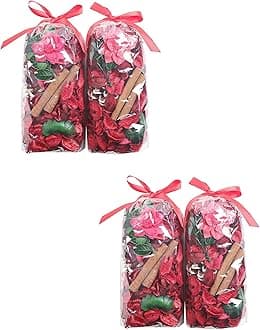Qingbei Rina Potpourri Bag Red Color Scented Dried Flowers Fragrance Sachet Petal Bowl and Vase Filler Home Decor,4 Bags,Suitable for Filling a 83 Fluid-Oz Bowl