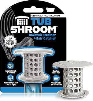 Tubshroom Tub Hair Catcher Drain Protector, Fits 1.5"-1.75", Gray
