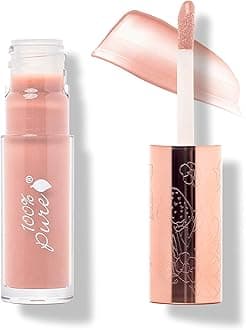 100% PURE Lip Gloss (Fruit Pigmented), Naked, High Shine, Moisturizing, Natural Lip Gloss, Sheer Finish, Tinted Lip Gloss w/Cocoa Butter, Vitamin E (Warm Peachy Nude Color) - 0.14 Fl Oz