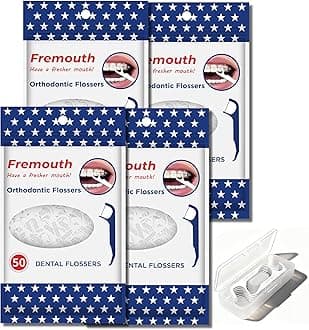 Orthodontic Flossers for Braces - Ortho Dental Floss Picks, 50 Count (Pack of 4), with a Travel Case