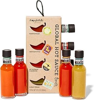 Smokehouse by Thoughtfully Global Hot Sauce Gift Set, Internationally Inspired Flavors Include Puerto Rico, Cuban & More, Set of 4