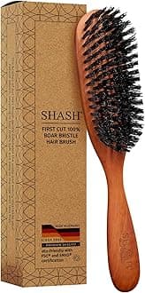 SHASH Since 1869: The Classic 100% Boar Bristle Hair Brush - Made in Germany for Thin to Normal Hair | Naturally Conditions, Improves Texture, Exfoliates, Soothes, and Stimulates the Scalp