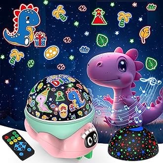 Dinosaur Night Light Projector for Kids Pink Dino Toys for Boys, Star Night Lights with Music and Timer, 17 Mode Color Changing Lamp with Remote, Christmas Birthday Gift for Baby Girl Boy