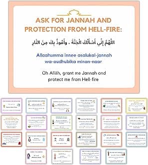 ISEE 360 22 PCs Everyday Dua Stickers | Duas from Sunnah Stickers for Muslim Home Kids Room | 15 x 10 cms