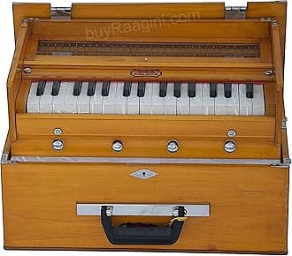 BINA 23B Deluxe, Harmonium, 2 1/2 Octaves, 32 Keys, Small, Portable, Compact, Special Reeds, Safri, Natural Color, Bag, Kirtan, Musical Instrument Indian (PDI- DAA)