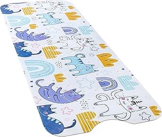 YINENN Bath and Shower Safety Mats 40x16 inch, Non Slip with Suction Cups for Bathroom Stall and Tub Floor, Extra Large and Machine Washable, Drain Holes Keep Bathtub Clean, Colored Cats