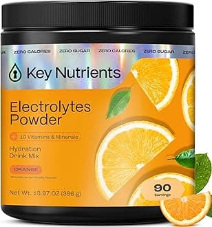 KEY NUTRIENTS Multivitamin Electrolytes Powder No Sugar - Tangy Orange Electrolyte Powder - Endurance & Energy Supplement - Hydration Powder - No Calories - 90 Servings - Made in USA