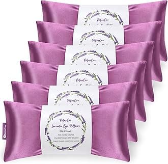 Lavender Eye Pillow for Relaxation, Yoga, Sleeping, Weighted Eye Mask Heated for Headache, Sinus, Dry Eye Relief, Moist Heat Eyes Compress, Meditation Accessories with Aromatherapy, Pack of 6