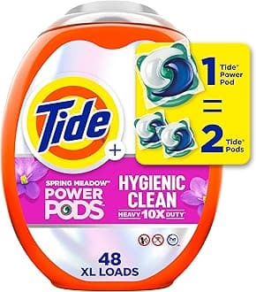 Tide Hygienic Clean Heavy 10x Duty Power PODS Laundry Detergent Soap Pods, Spring Meadow, 48 count (Pack of 1), For Visible and Invisible Dirt (Packaging May Vary)