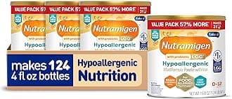 Enfamil Nutramigen Hypoallergenic Baby Formula with Iron, Lactose Free, Colic Relief from Cow's Milk Allergy Starts in 24 Hours, Brain Building DHA, Probiotic LGG for Immune Support, 19.8 Oz, 4 Count