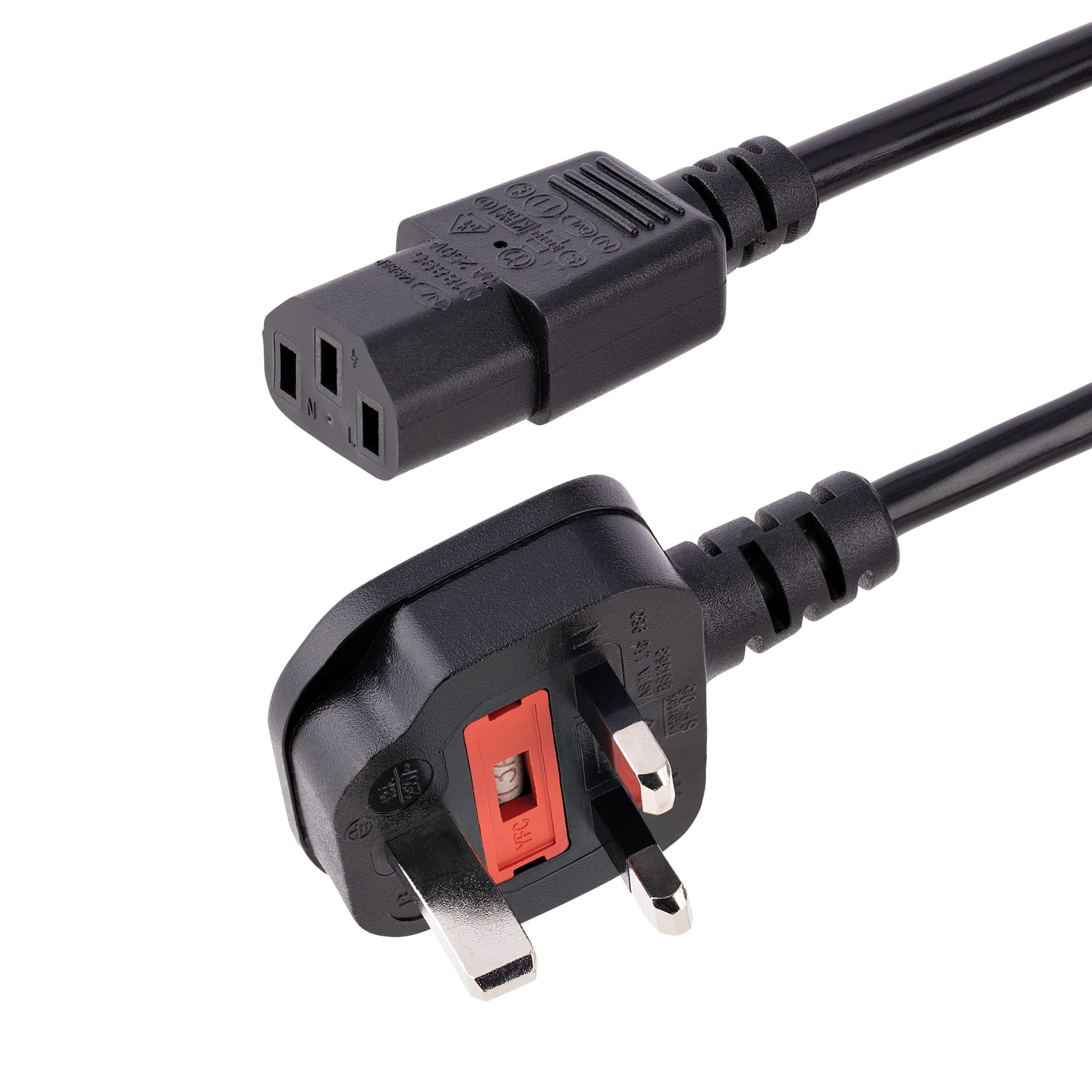 StarTech.com 10ft (3m) UK Computer Power Cable, 18AWG, BS 1363 to C13, 10A 250V, Black Replacement AC Power Cord, Kettle Lead/UK Power Cord, Power Supply Cable, TV/Monitor Power Cable (PXT101UK3M)