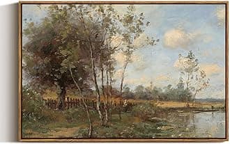 ARPEOTCY Vintage Framed Canvas Wall Art, Rustic Bedroom Living Room Country Scenery Paintings Wall Decor, Large Prints Art, Kitchen Farmhouse Retro Pictures, 20x30 Inch