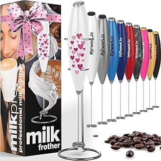 POWERLIXPowerful Handheld Milk Frother With Stand Battery Operated Foam Maker Frother Wand For Coffee (Hearts)