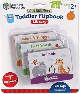 Learning Resources Skill Builders! Toddler Flipbook Library - 3 Pieces, Ages 2+, Educational Toys, Toddler Alphabet Activity Books, Homeschool Supplies