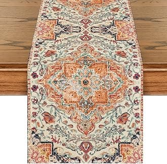 Artoid Mode Boho Bohemia Style Orange Table Runner, Country Rustic Farmhouse Magical Fall Kitchen Dining Table Decoration for Home Party Decor 13x90 Inch