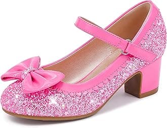 Princess Shoes High Heel Toddler Girls Dress Shoes Cute Bowknot Sparkle Mary Jane Flower Girls Wedding Birthday Party Prom for Little Big Kids