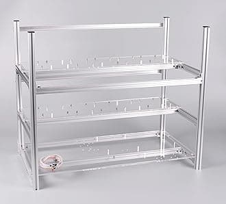 12 GPU Open Air Mining Case Rig Aluminum Stackable Computer ETH Frame Miner Rack Unassembled (Only Frame and Fan Brackets Included)