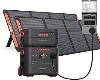 Jackery Explorer 2000 Plus + Manual Transfer Switch,Home Backup Power System, Fast-Charging Portable Power Station with 2 * 200W Solar Panels, LiFePO4 Expandable Battery Packs