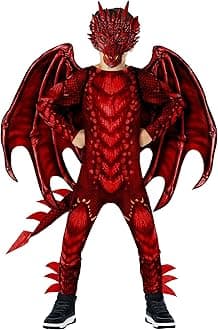 MorphRed Dragon Costume for Kids, Boys Halloween Dragon Costume with Wings, Fun Dress-Up for Parties and Events