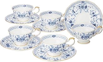 Narumi 9682-21734 Cup and Saucer Set, Milan, Blue, 7.5 fl oz (210 cc), Set of 5, Tea, Made in Japan