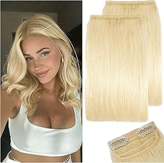 2 Pcs Short Hair Extensions, Human Hair Clip in Extensions for Women Adding Volume 10 Inch Platinum Blonde