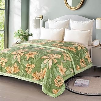 Thick Winter Fleece ​Blanket,King Size Korean Mink Throws Blanket for Bed,Silky Soft and Warm,2 Ply Reversible Raschel Bed Blanket,Green,220x240cm 11LB/5kg.